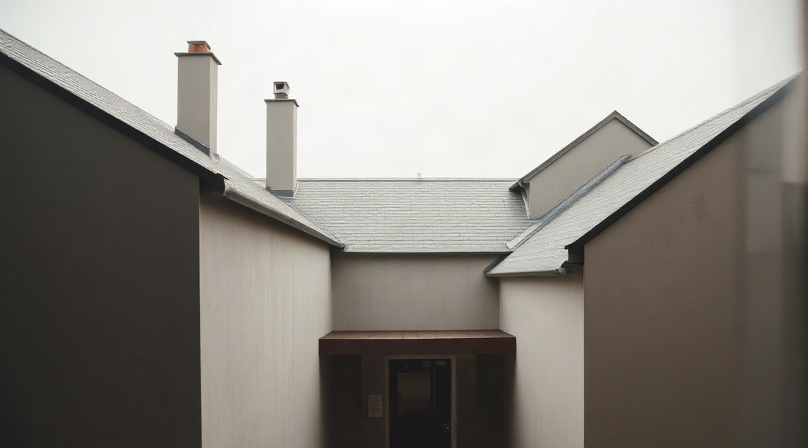A split level house exterior showing staggered rooflines and a sunken entry